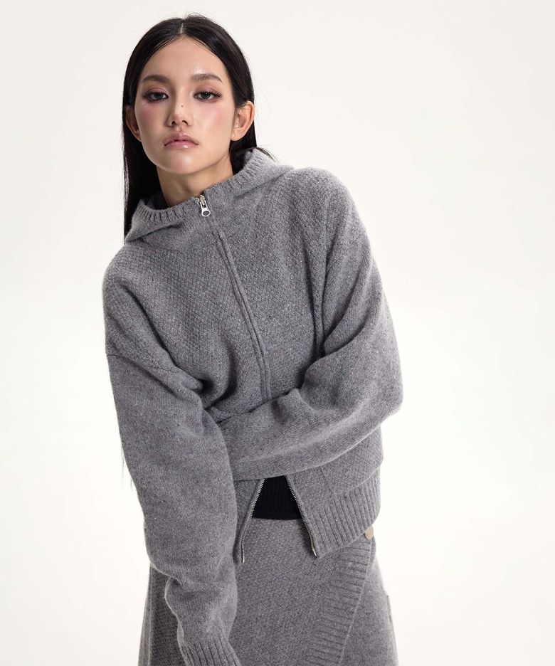 베이비알파카 후드집업 점퍼 (그레이)