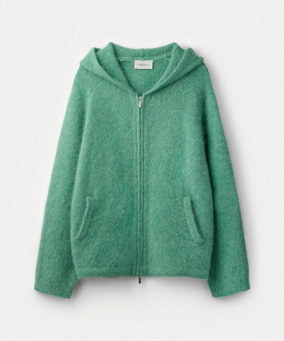 우마뭉(UMARMUNG) Alpaca convertible hood zip up jacket_Jade