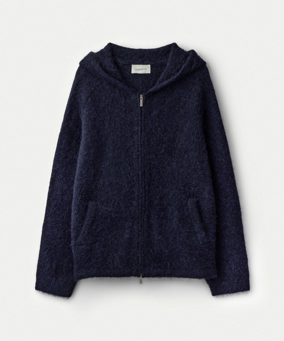 우마뭉(UMARMUNG) Alpaca convertible hood zip up jacket_Deep sea