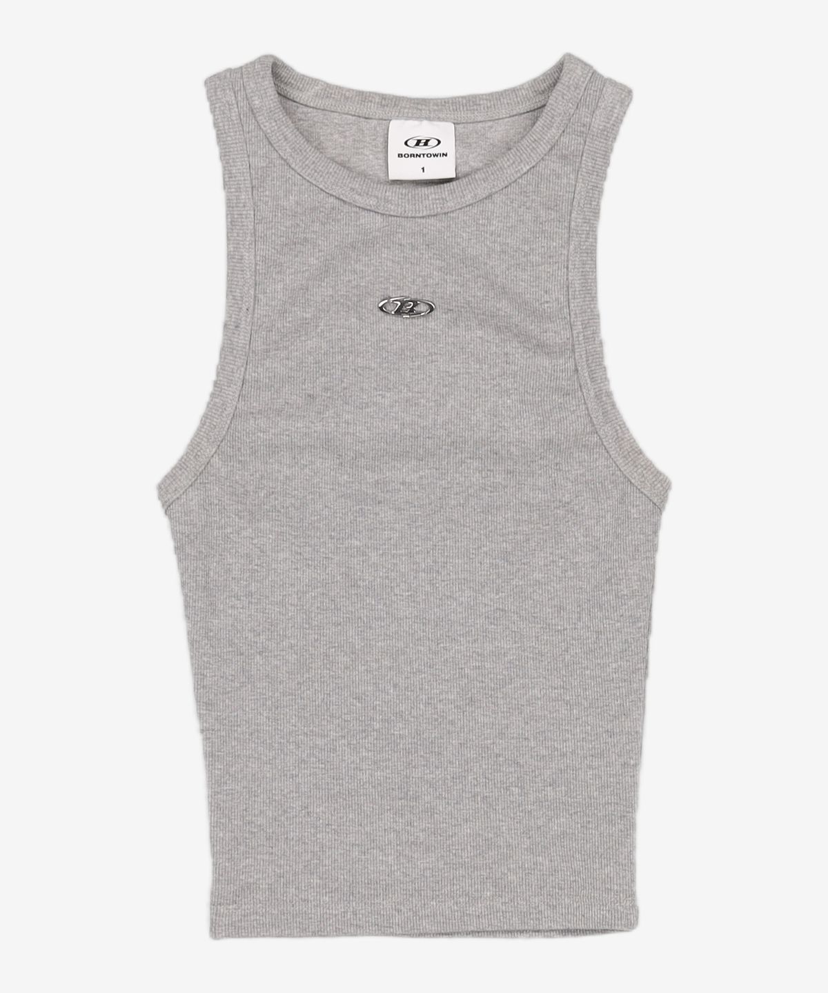 본투윈(BORN TO WIN) B PENDANT RIBBED SEMI CROP SLEEVELESS 1