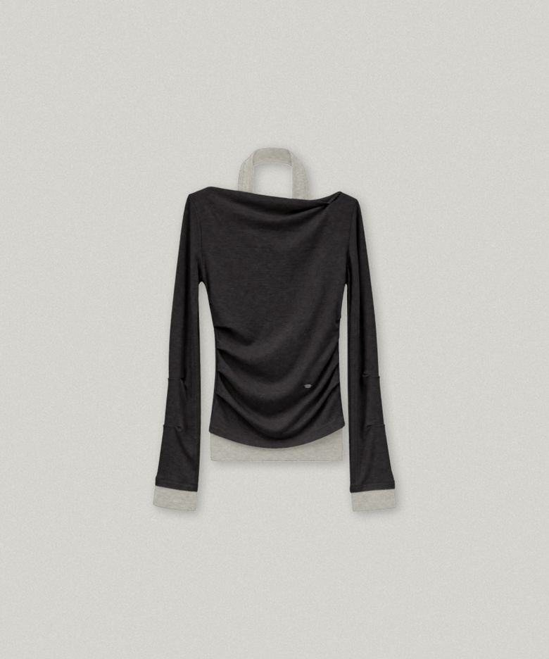 LIGNE OFF SHOULDER LONG SLEEVE SET (CHARCOAL)