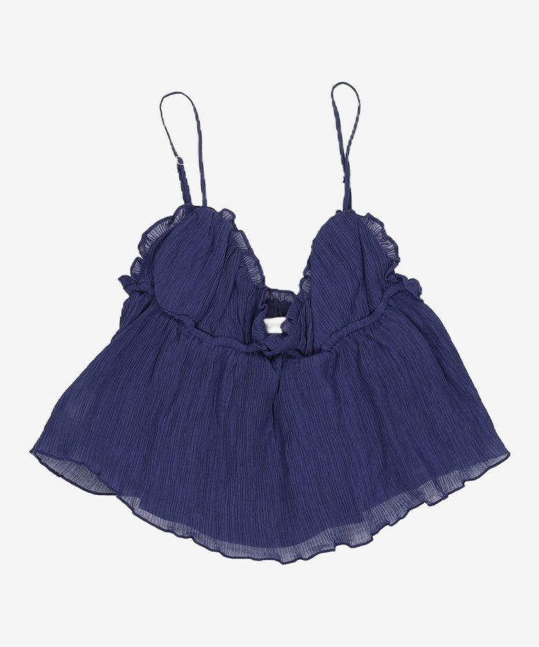 SHIRRED CRINKLE BUSTIER (NAVY) XS