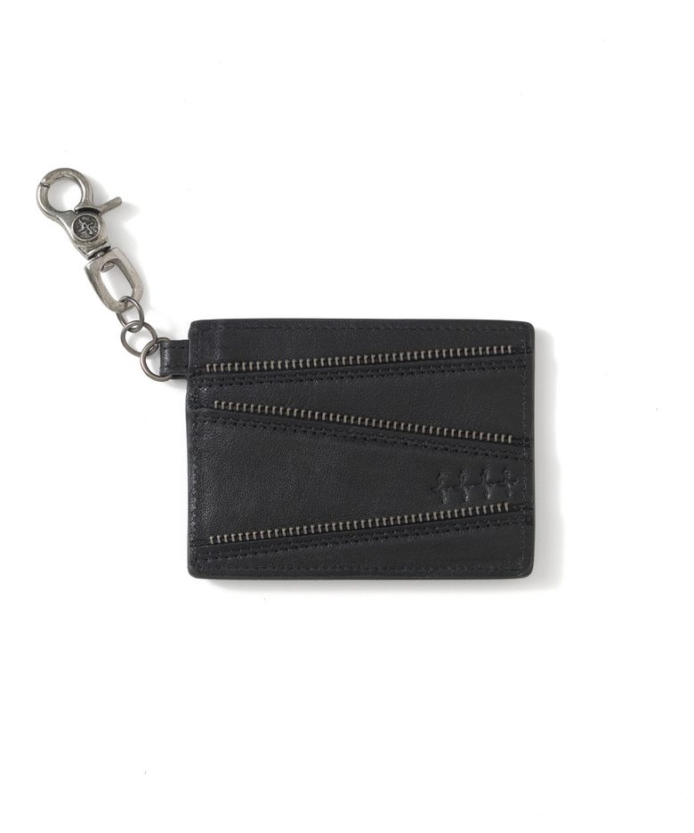 Multi Slash Zip Card Wallet - Black