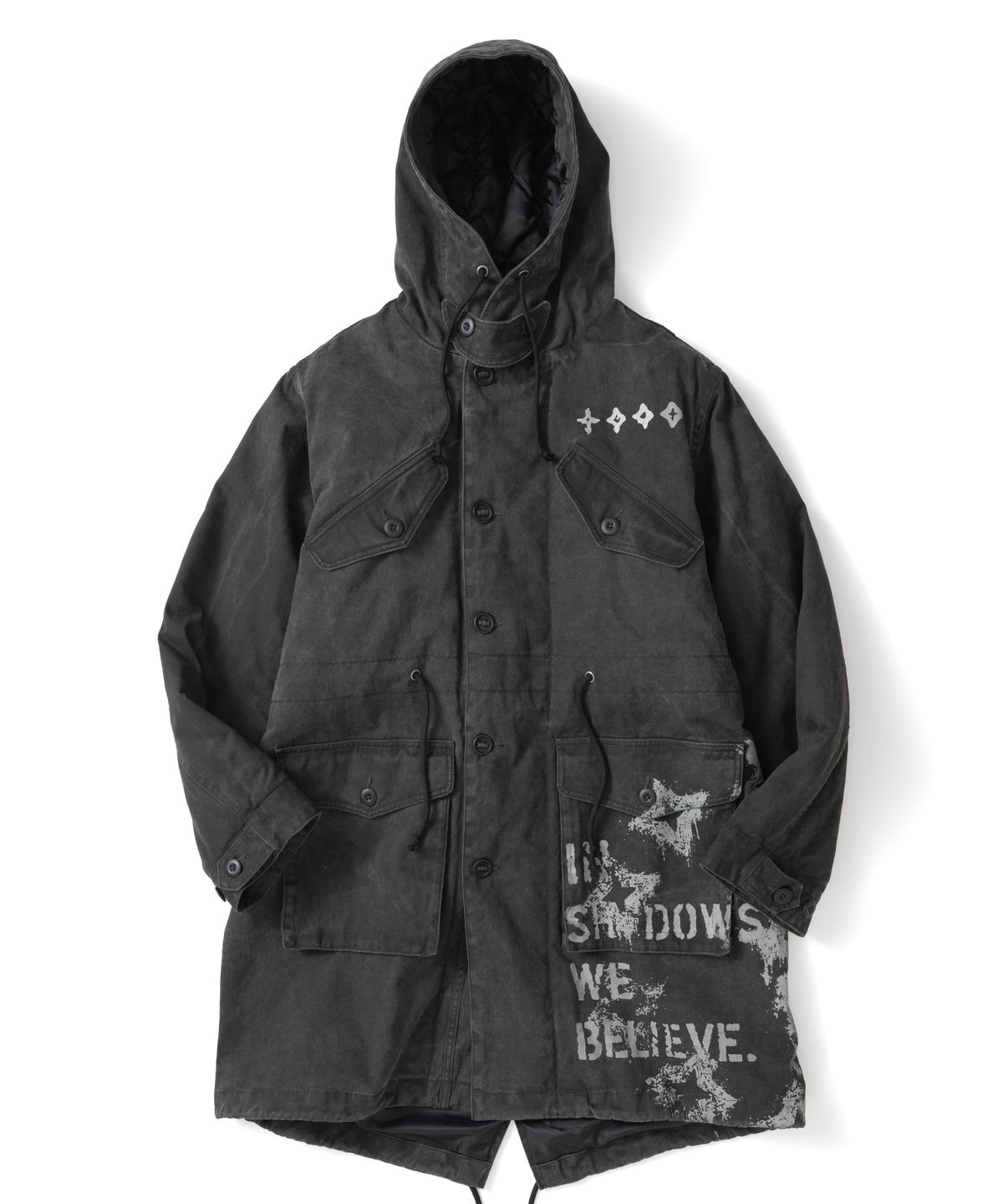낫포너드(NOT4NERD) Circle Symbol Utility Fishtail Parka - Black