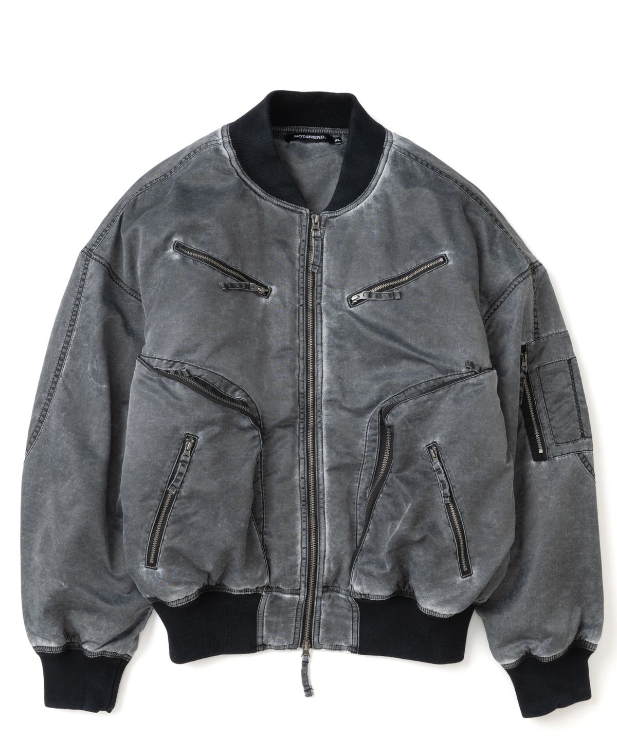 낫포너드(NOT4NERD) Raw Edge Washed MA-1 Jacket - Black