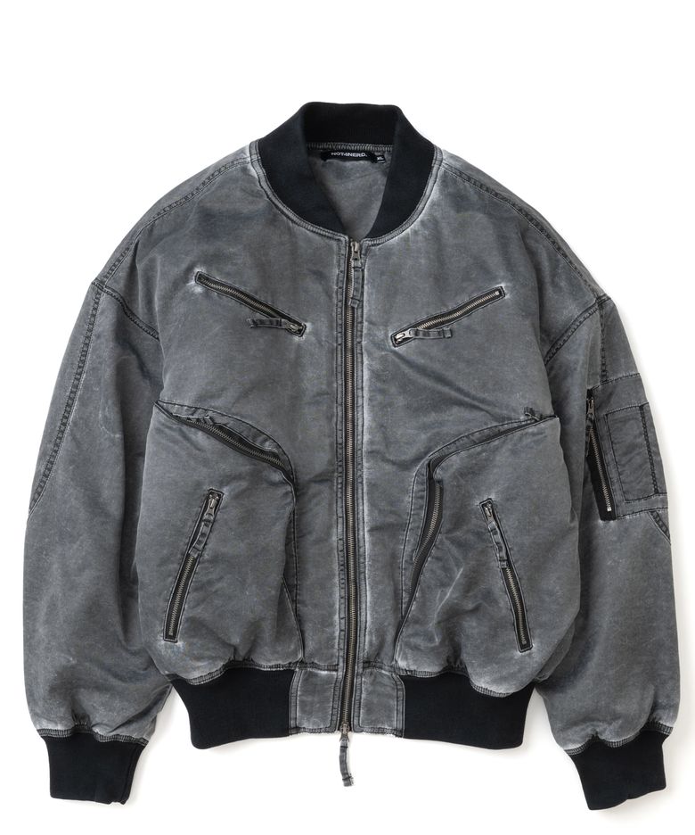 Raw Edge Washed MA-1 Jacket - Black