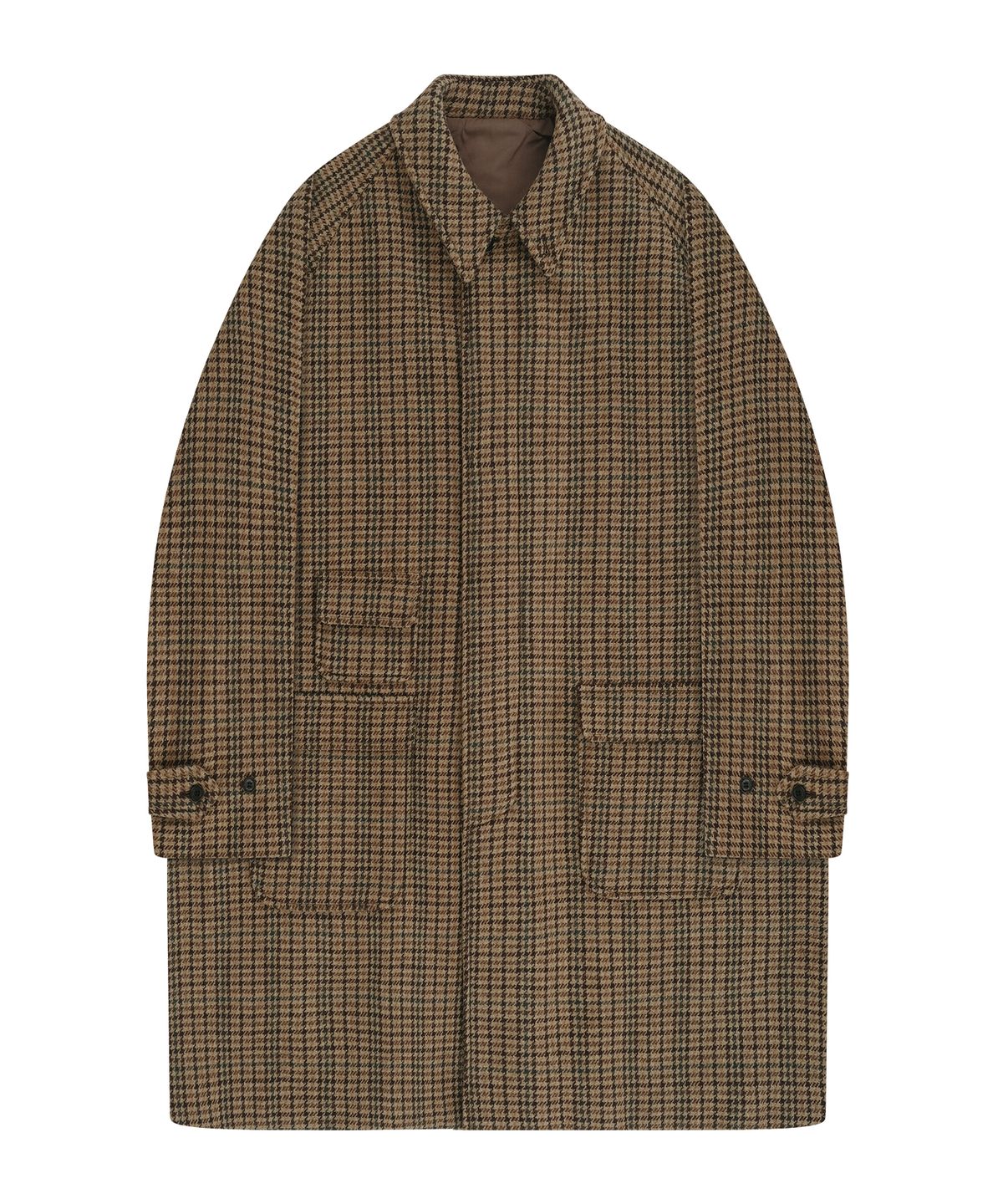 벨리프(BELLIEF) Heavy Wool Houndstooth Balmacaan Coat (Beige)