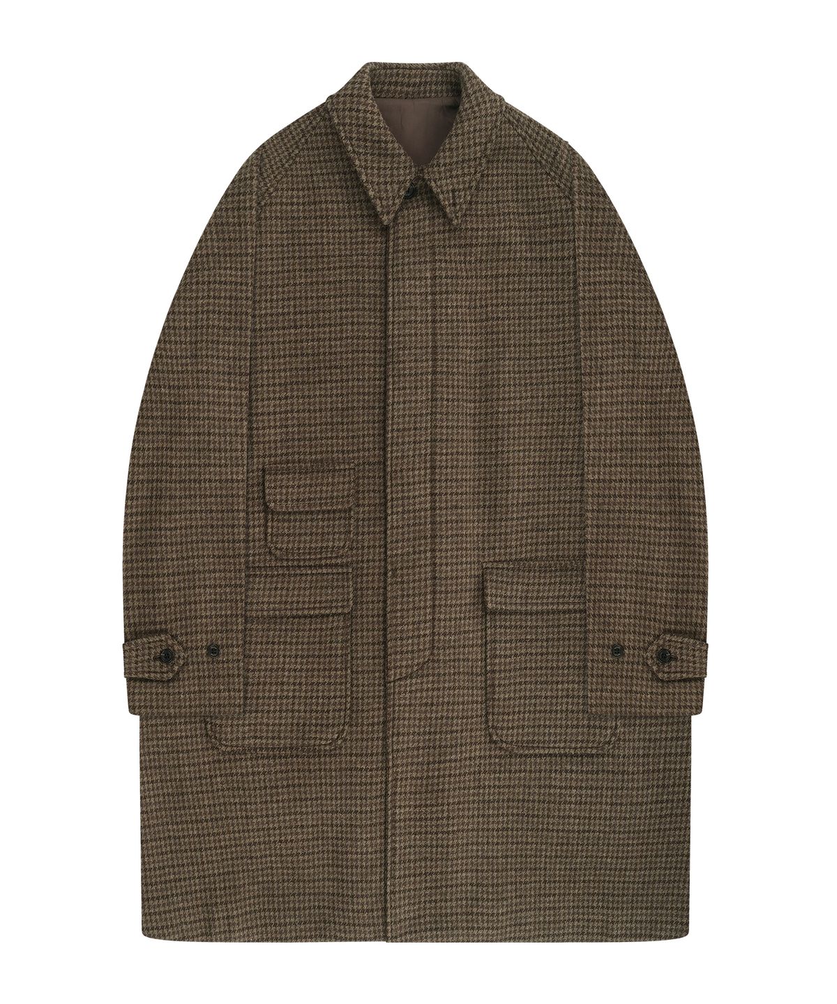 벨리프(BELLIEF) Heavy Wool Houndstooth Balmacaan Coat (Green)