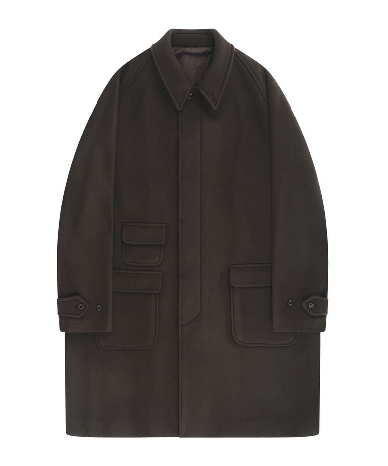 Heavy Wool Balmacaan Coat (Brown)