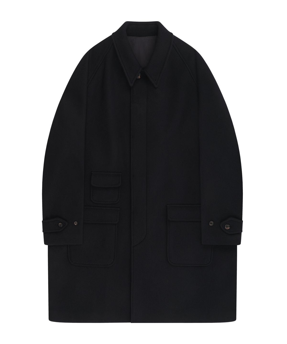 벨리프(BELLIEF) Heavy Wool Balmacaan Coat (Navy)