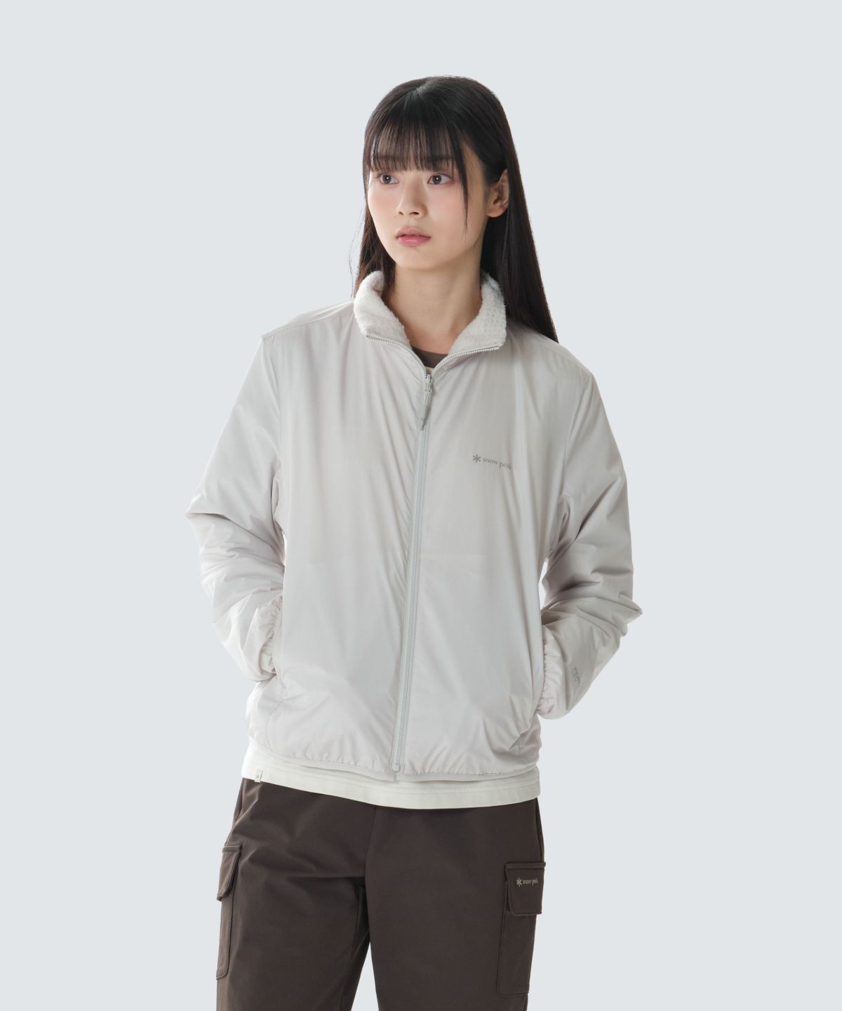 스노우피크 어패럴(SNOWPEAK APPAREL) 퍼텍스 폴라텍 알파 여성 리버시블 스탠드넥 자켓 (S26WWTJK51) Light Beige