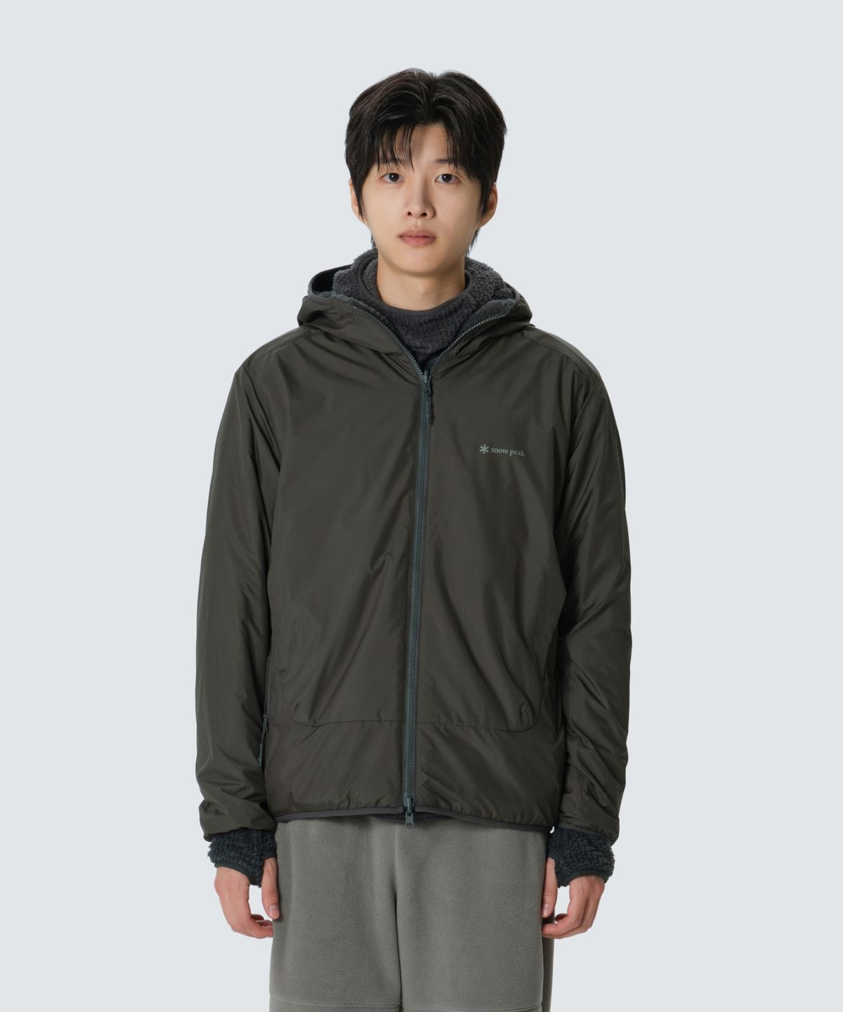 스노우피크 어패럴(SNOWPEAK APPAREL) 퍼텍스 폴라텍 알파 리버시블 후드 자켓 (S26WMTJK50) Dark Khaki