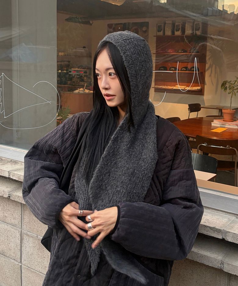 Wool Hoodie Balaclava _ Charcoal