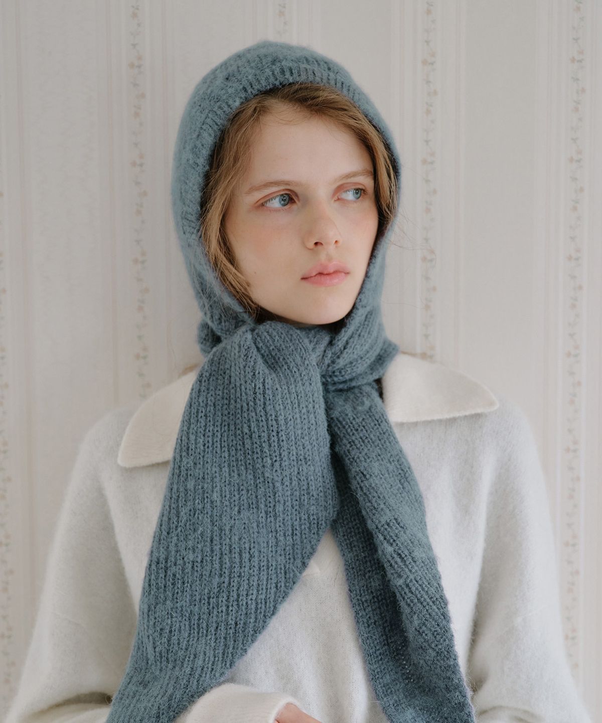 무쿠앤에보니(MUCU AND EBONY) Wool Hoodie Balaclava _ Forest Blue
