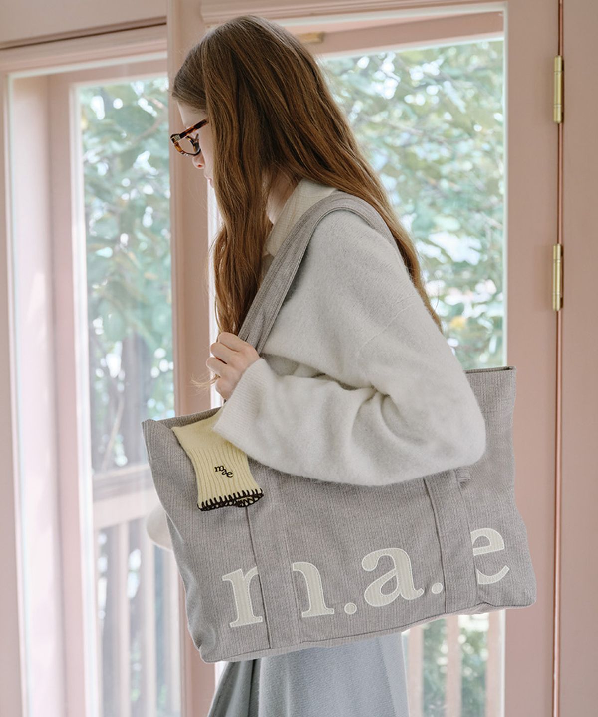 무쿠앤에보니(MUCU AND EBONY) m.a.e 2way Logo Bag (Soft ver.) _ Oatmeal