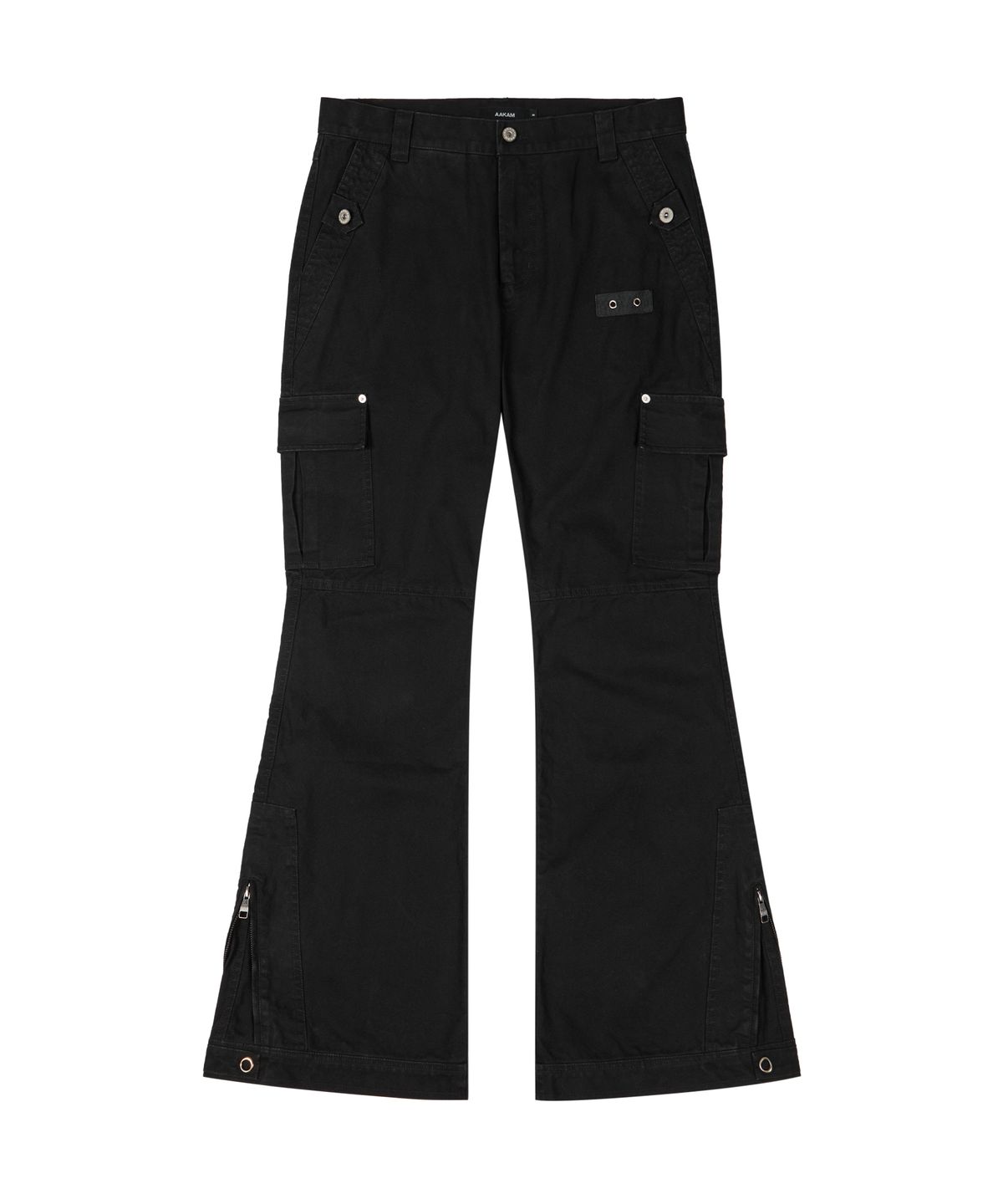 아캄(AAKAM) Washed Flare Cargo Pants (Black)