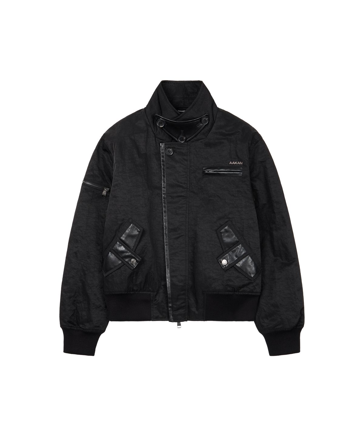 아캄(AAKAM) Tactical Leather Patch Jacket (Black)
