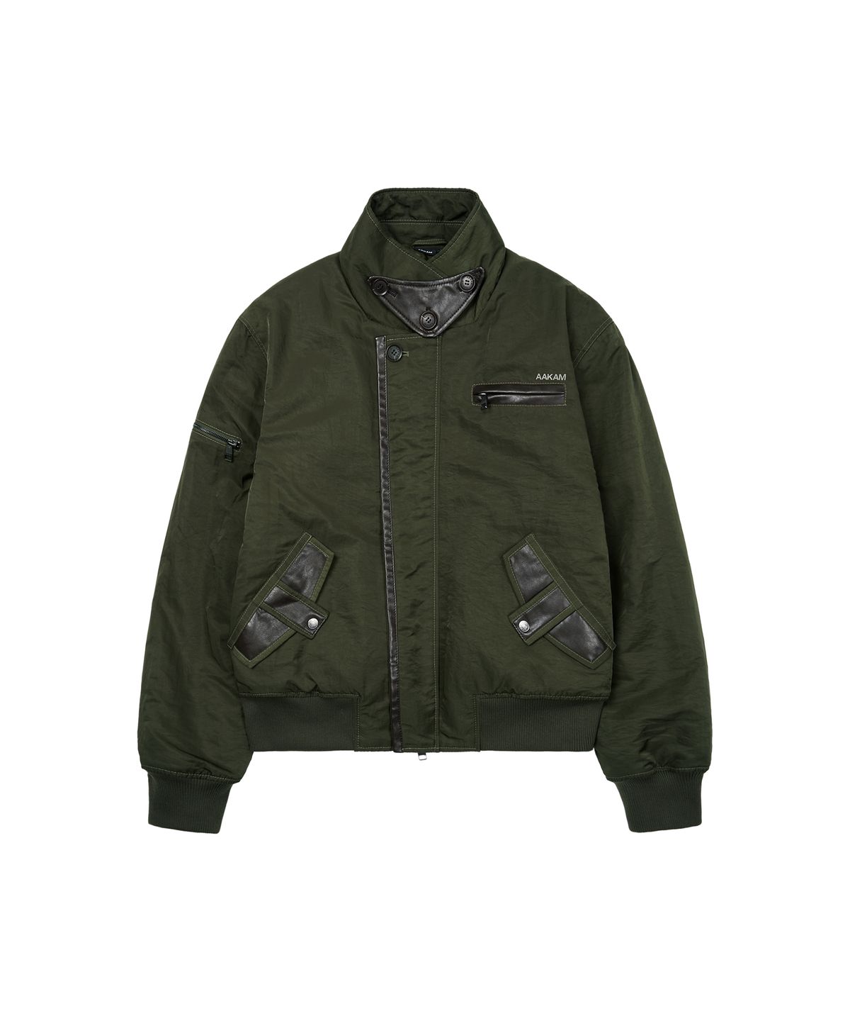 아캄(AAKAM) Tactical Leather Patch Jacket (Khaki)
