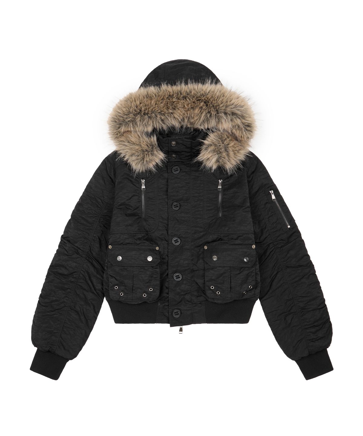 아캄(AAKAM) N2B Shirring Fur Jacket (Black)