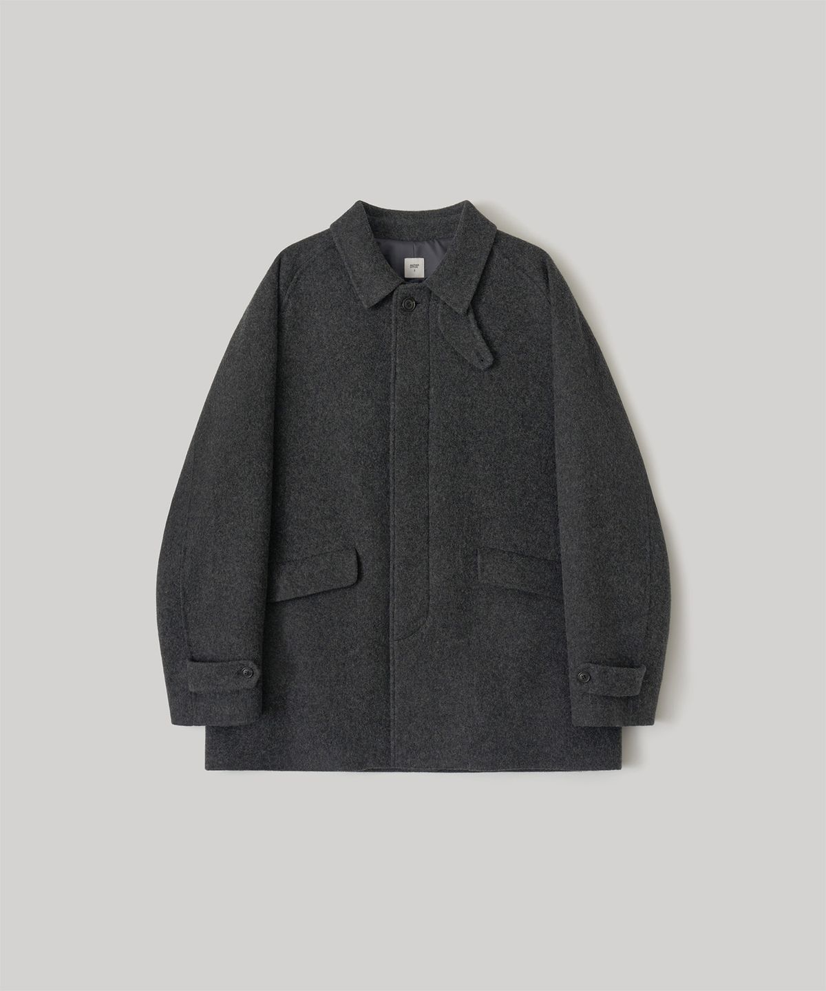 어나더 오피스(ANOTHER OFFICE) Voyager Handmade Half Balmacaan Coat (Heather Charcoal)