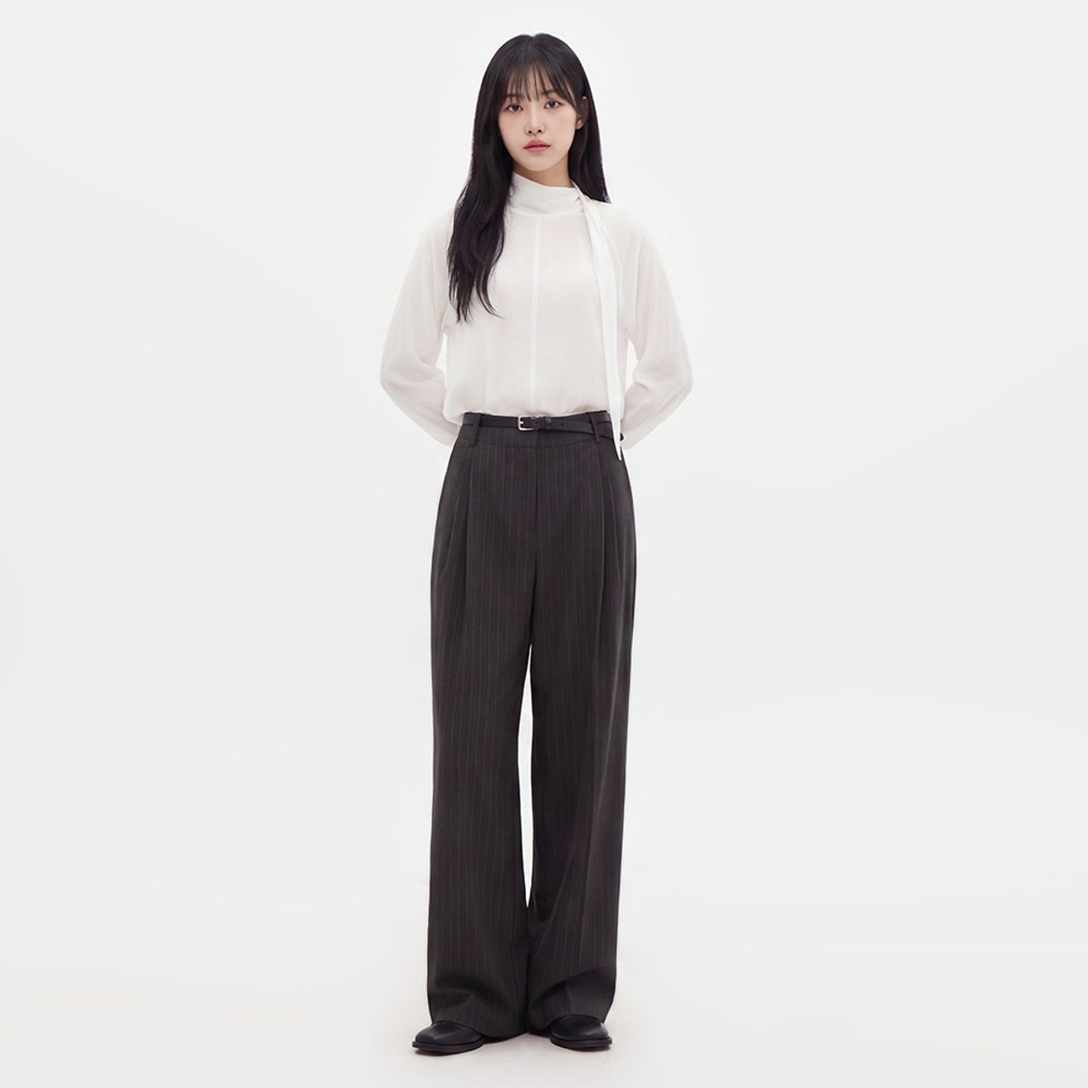 랩(LAP) 투턱 와이드 롱 슬랙스 팬츠 AS3WP863