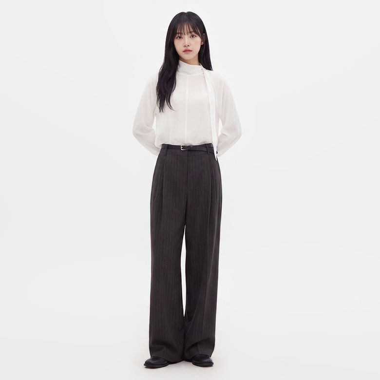 투턱 와이드 롱 슬랙스 팬츠 AS3WP863