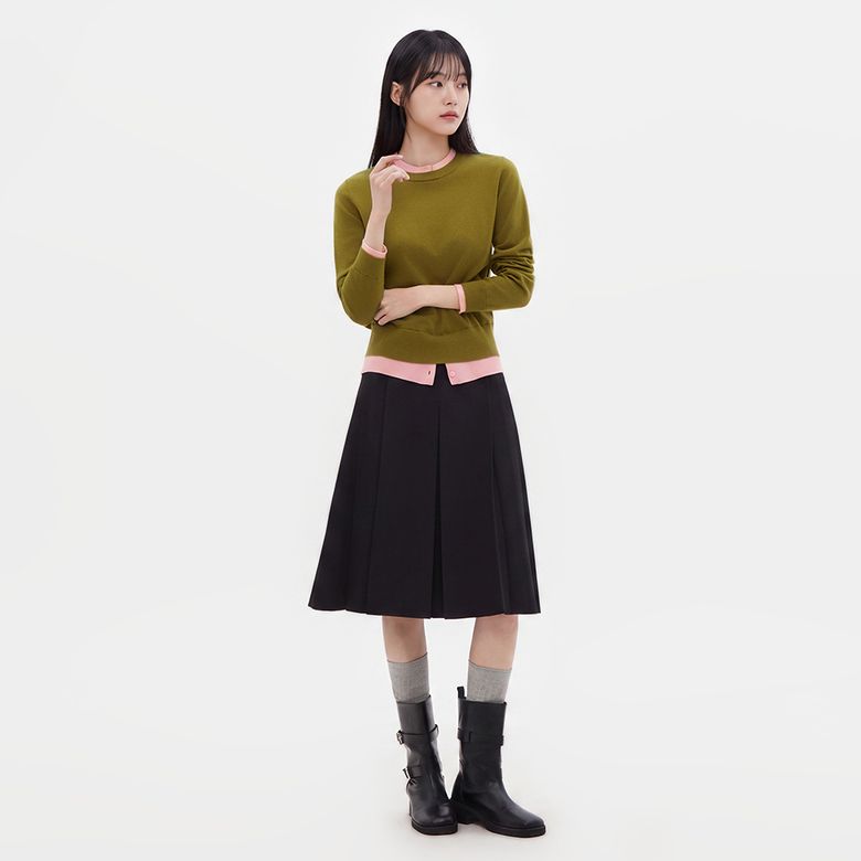 맞주름 턱 미디스커트 AS3WS863