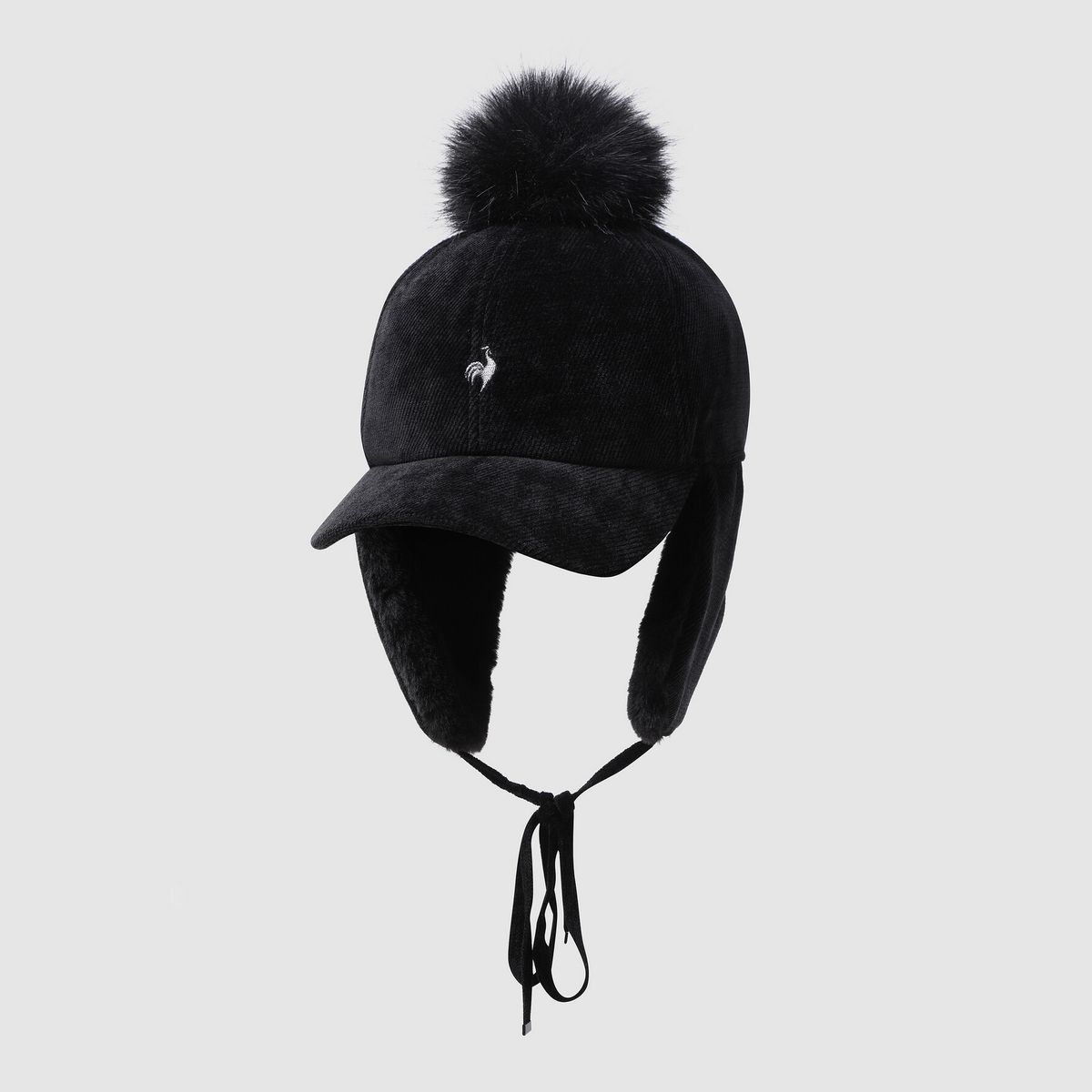 르꼬끄(LECOQ) 여성 귀달이 방울 방한캡 - 블랙 QR422WCPO1