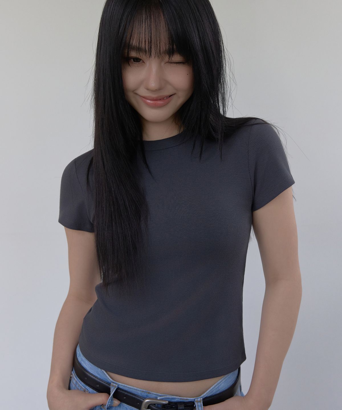 릿지서울(RITZYSEOUL) [캡내장] 슬림 크루 기본 티셔츠 (+골지ver)