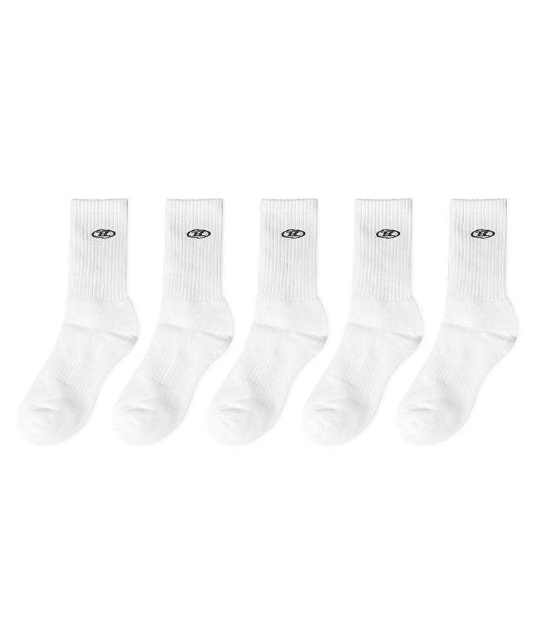 SMALL B EMBROIDERY SOCKS 5PACK [WHITE]