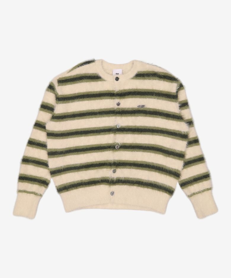 HAIRY STRIPE KNIT CARDIGAN M