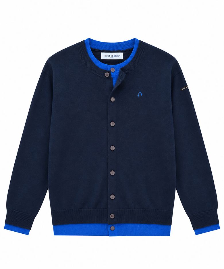 NEB blue layered round neck cardigan (navy)