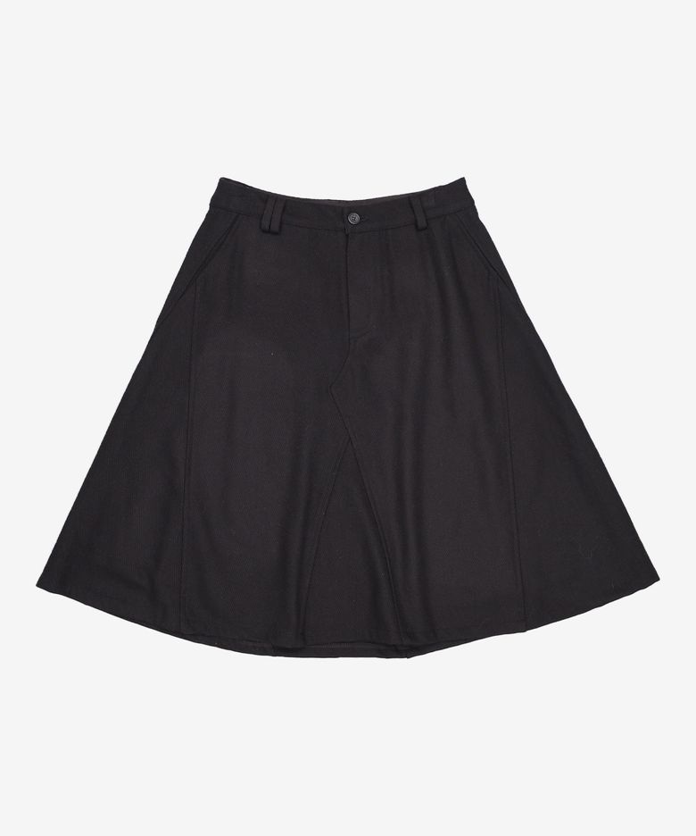WOOL TWILL A-LINE SKIRT M