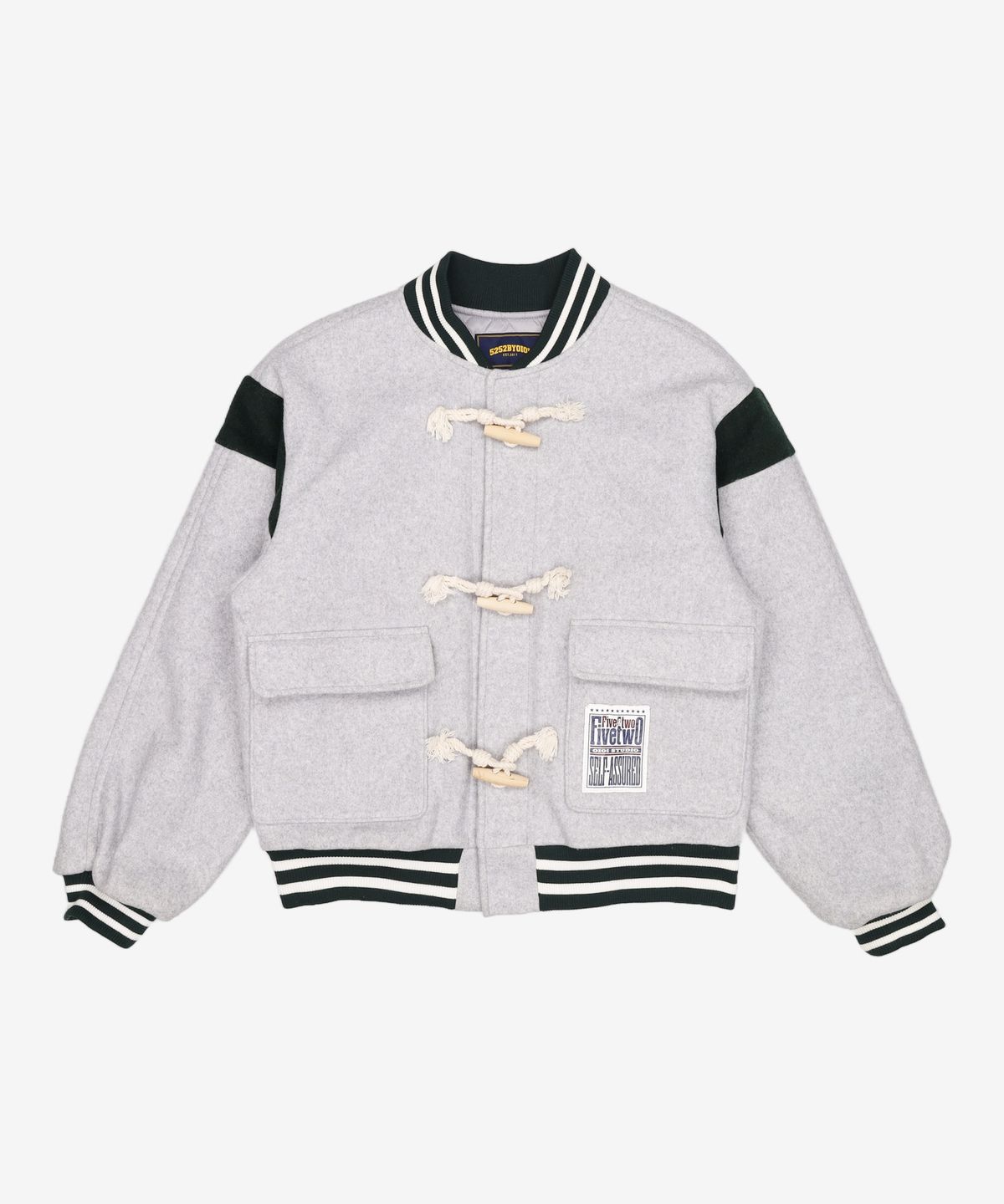 오아이오아이 컬렉션(OIOI COLLECTION) COLOR BLOCK WOOL BASEBALL JACKET [GREY] L