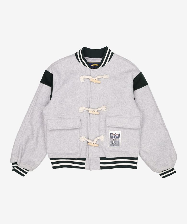 COLOR BLOCK WOOL BASEBALL JACKET [GREY] L
