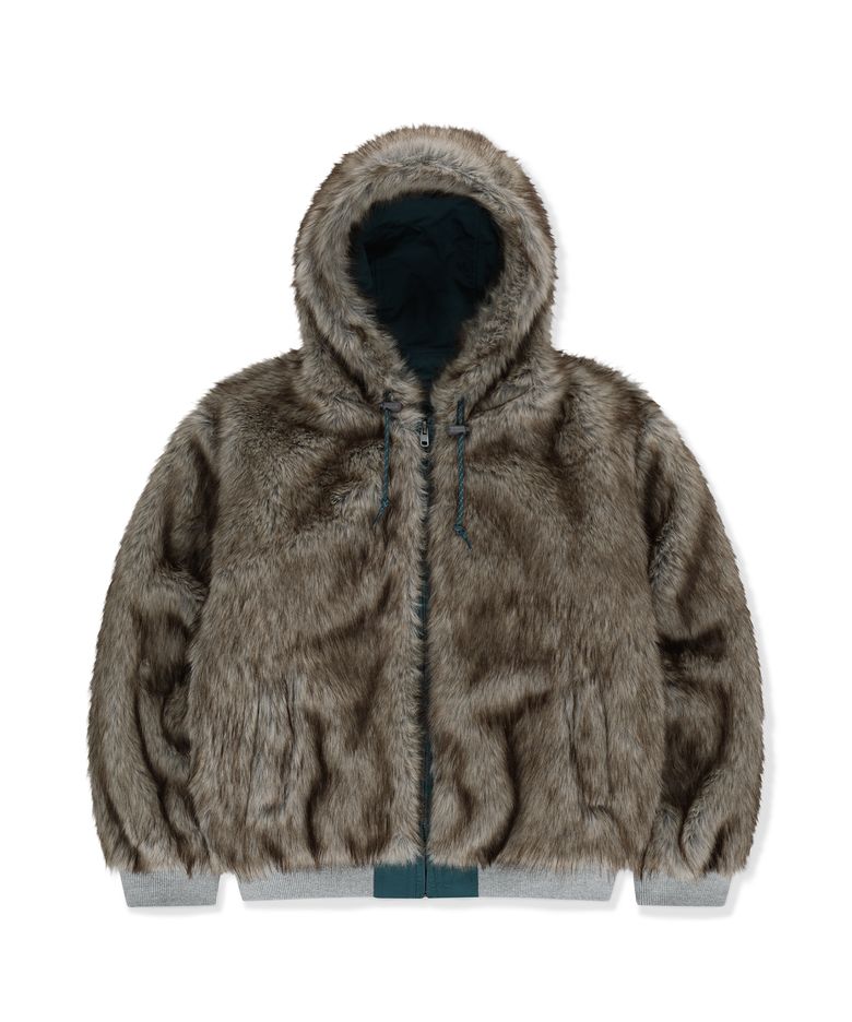 Reversible Faux Fur Jacket Teal