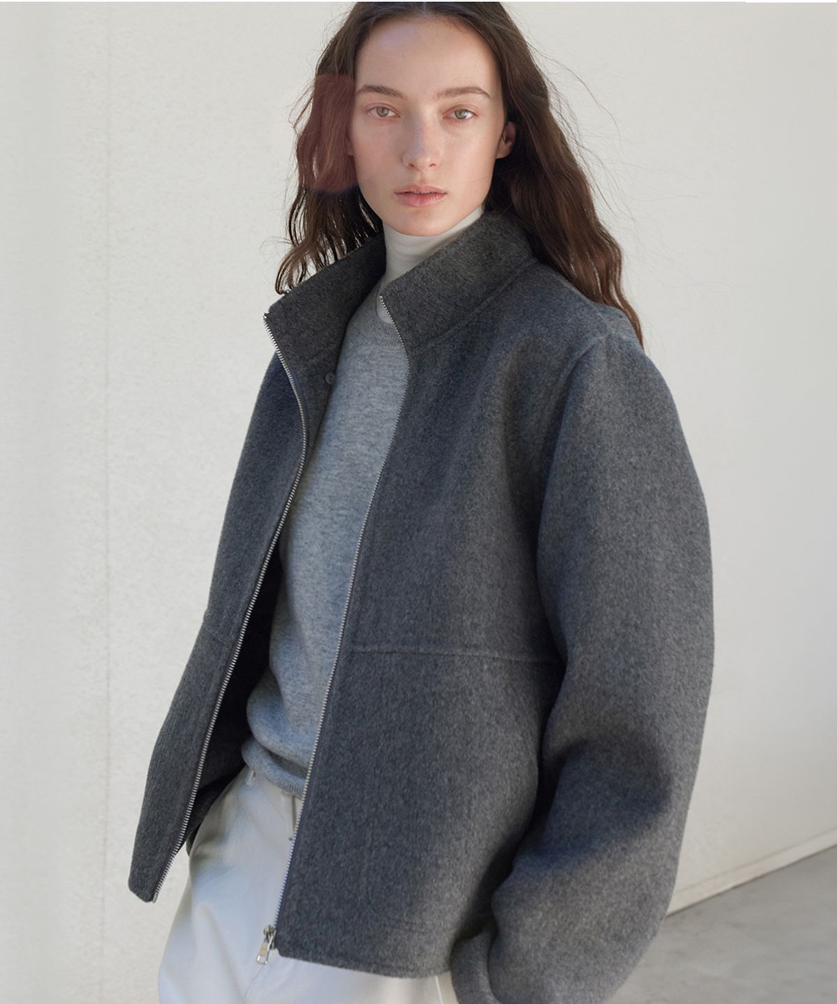 르바(LEVAR) Handmade Wool Down Blouson - Melange Grey