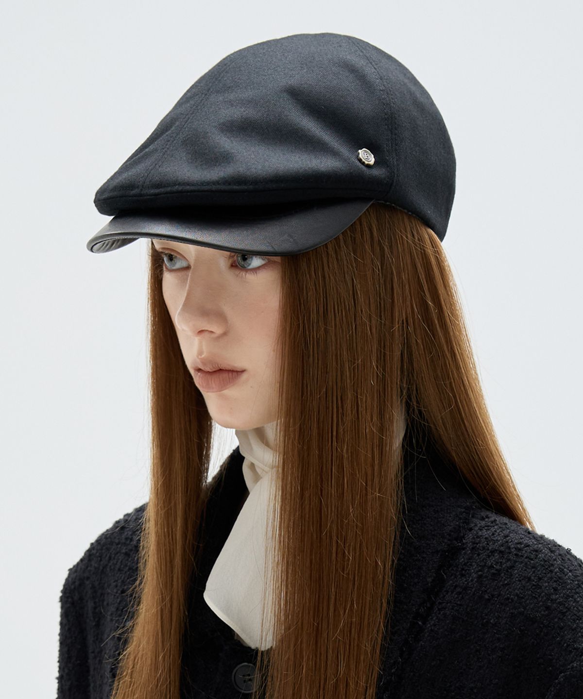 브라운햇(BROWNHAT) 레더 브림 도날드 캡 블랙