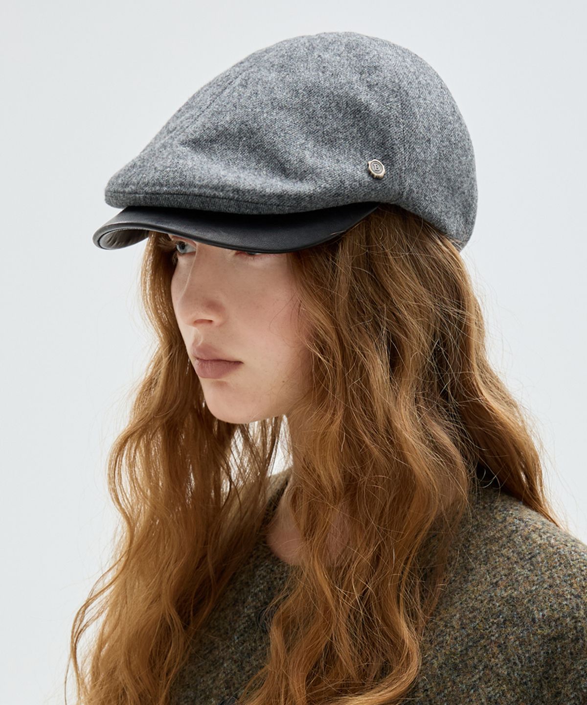 브라운햇(BROWNHAT) 레더 브림 도날드 캡 그레이