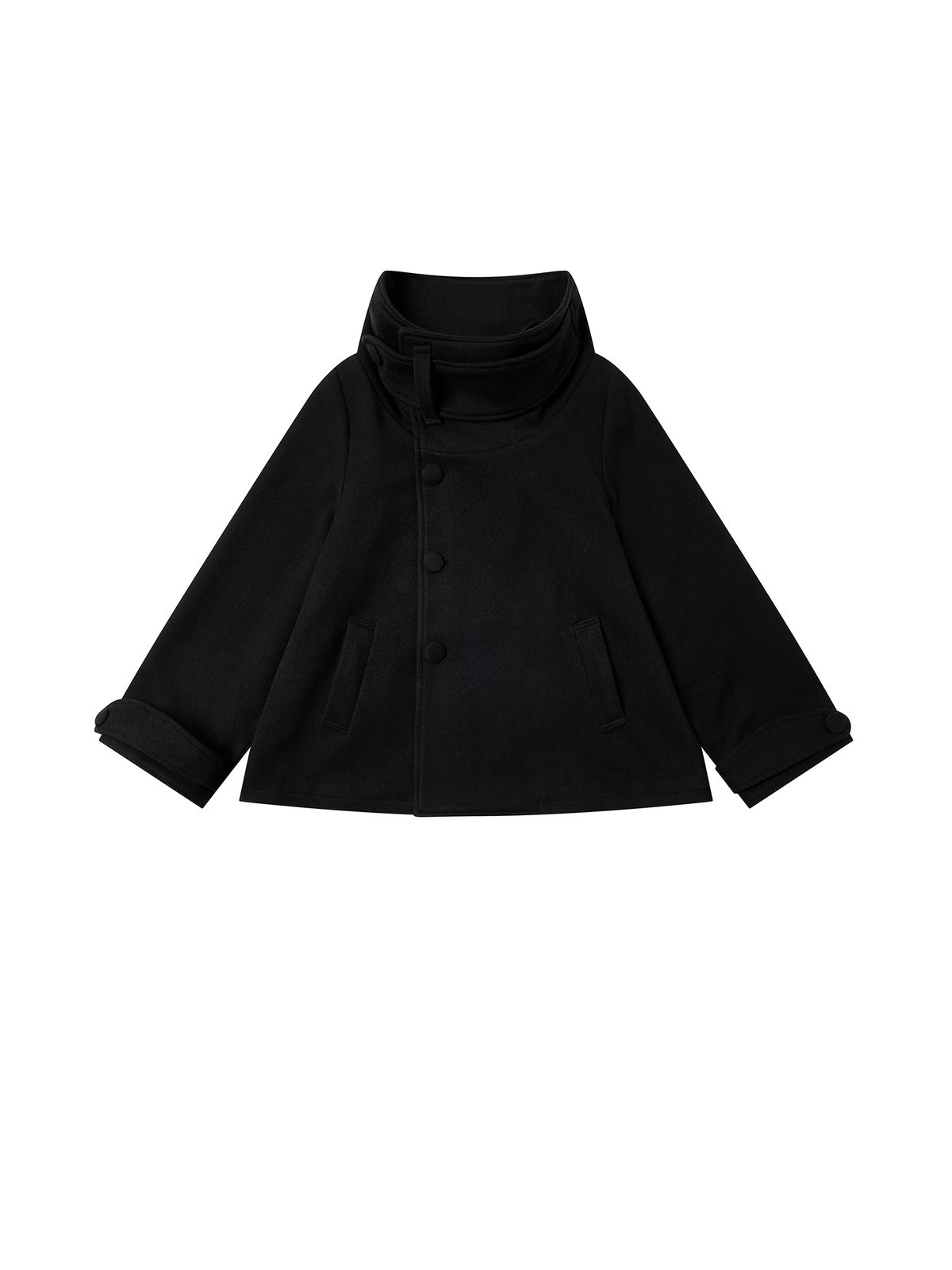 시오(SIO) FUNNEL NECK HALF COAT [BLACK]