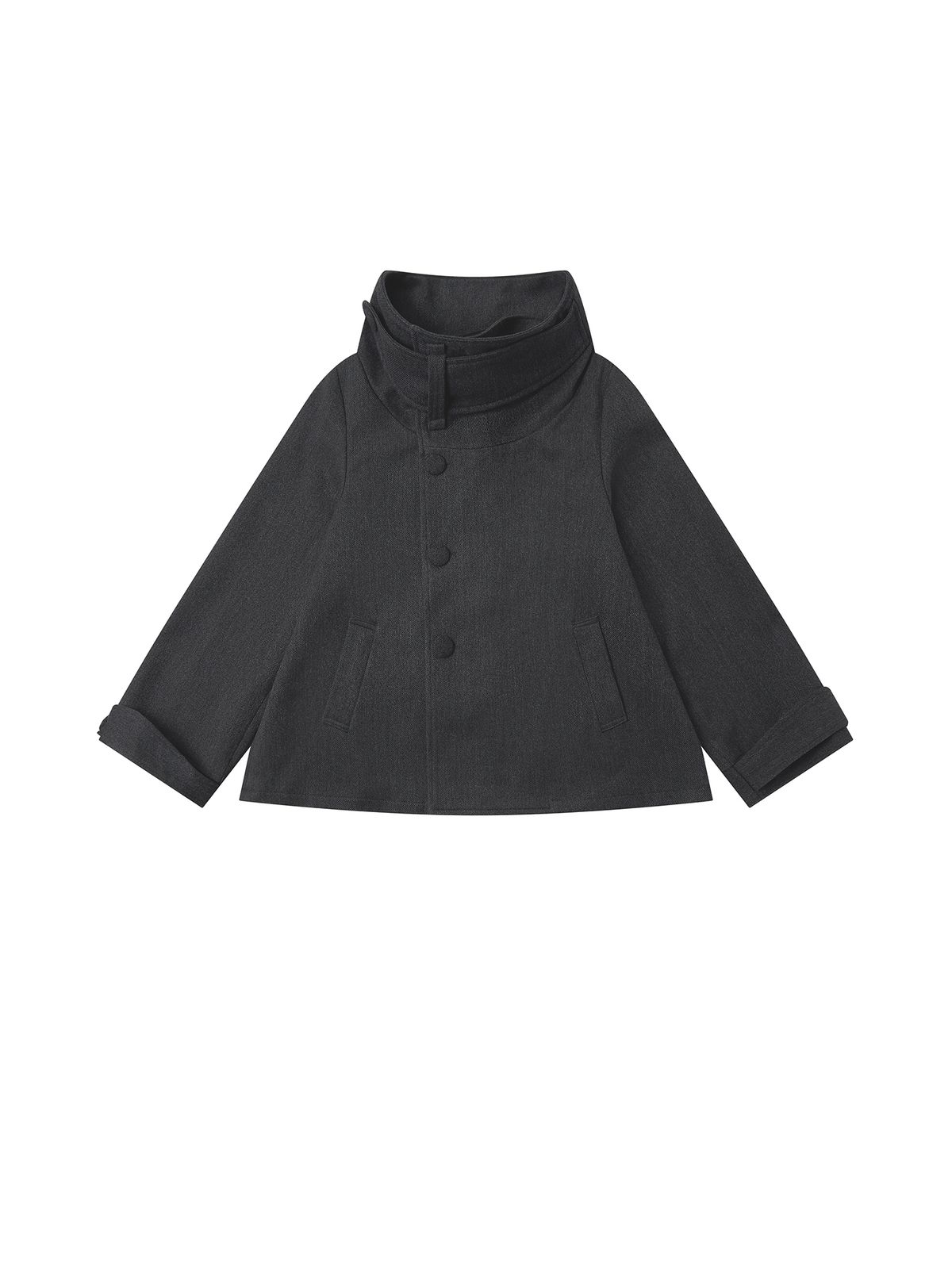 시오(SIO) FUNNEL NECK HALF COAT [CHARCOAL]