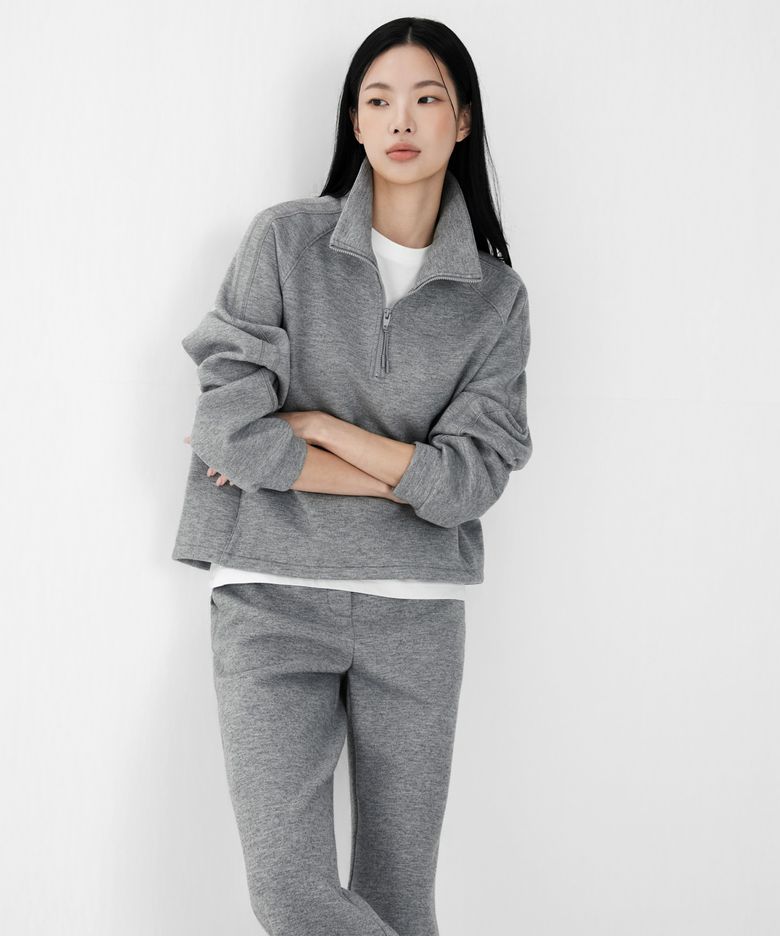 쿼터집업 기모 스웻 셋업(풀오버+팬츠)