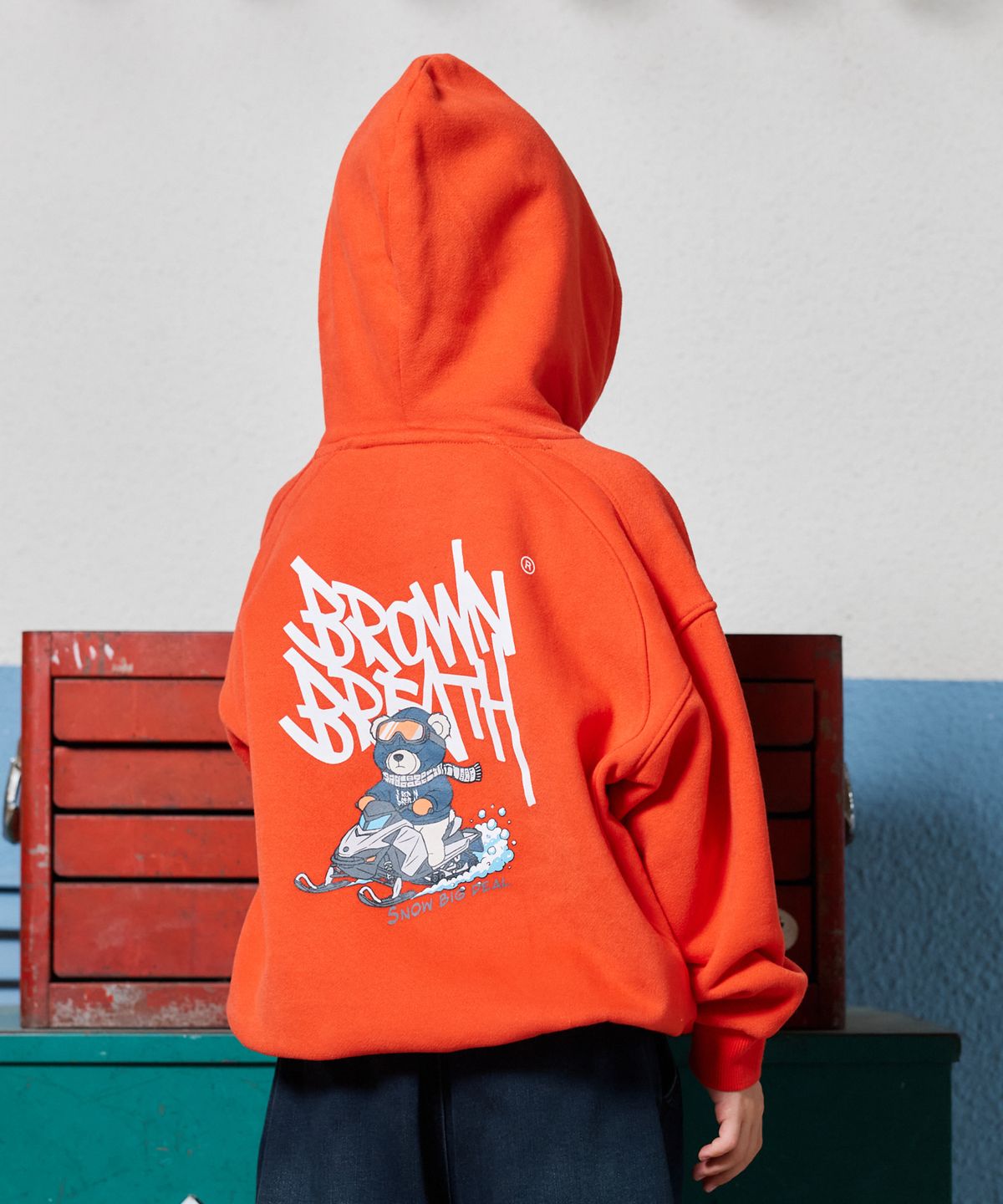 브라운브레스 키즈(BROWNBREATH KIDS) KIDS BEAR TAG HOODIE(기모) - ORANGE