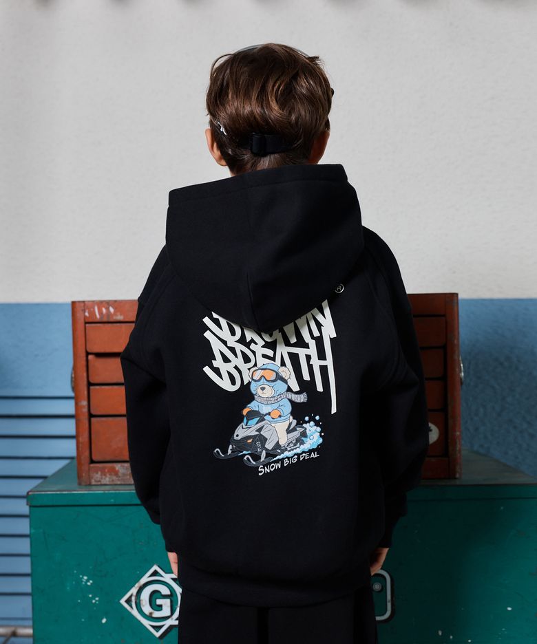 KIDS BEAR TAG HOODIE(기모) - BLACK
