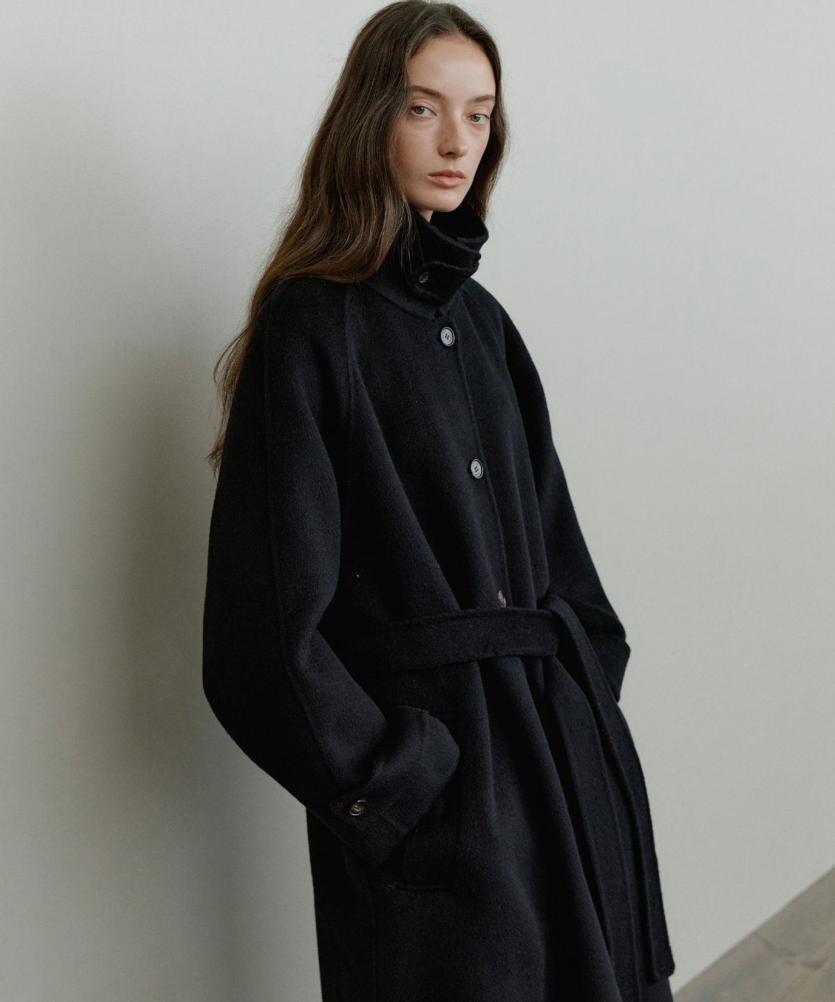 노운베러(KNOWNBETTER) Balmacan handmade wool Coat [KNFW08CT04]_Black