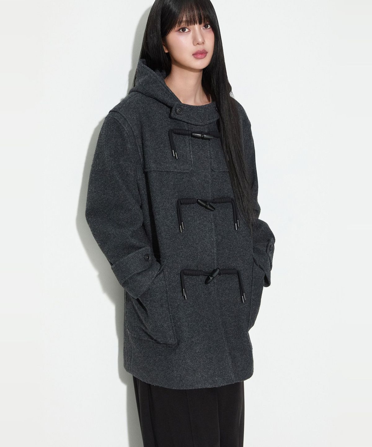 미쏘(MIXXO) 울블렌디드 장식 하프코트_MIWJHH111G