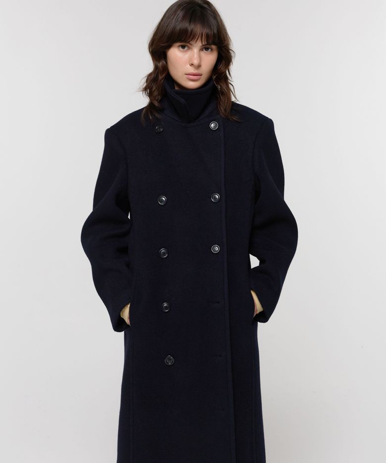 DOUBLE LONG PEA COAT / NAVY