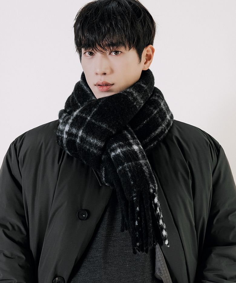[서강준 PICK] 울 블렌드 윈도우 체크 머플러 [BLACK]