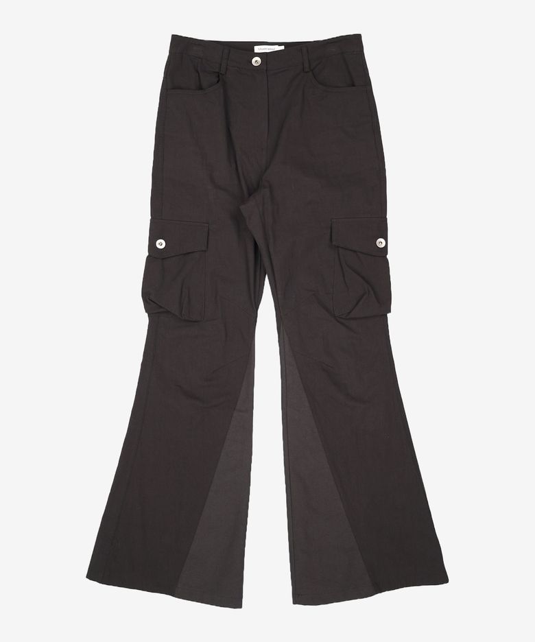Cotton shirring bootscut pants 1