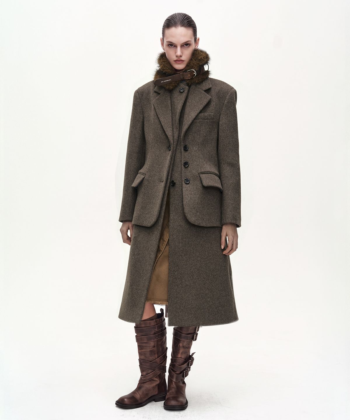 앤더슨벨(ADSB ANDERSSON BELL) BLAZER LAYERED 26 COAT (BROWN)